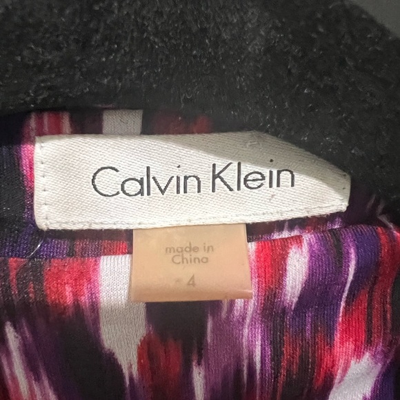 Calvin Klein Stylish Multicolor Red and Purple Patterned Wrap Dress - Picture 3 of 5